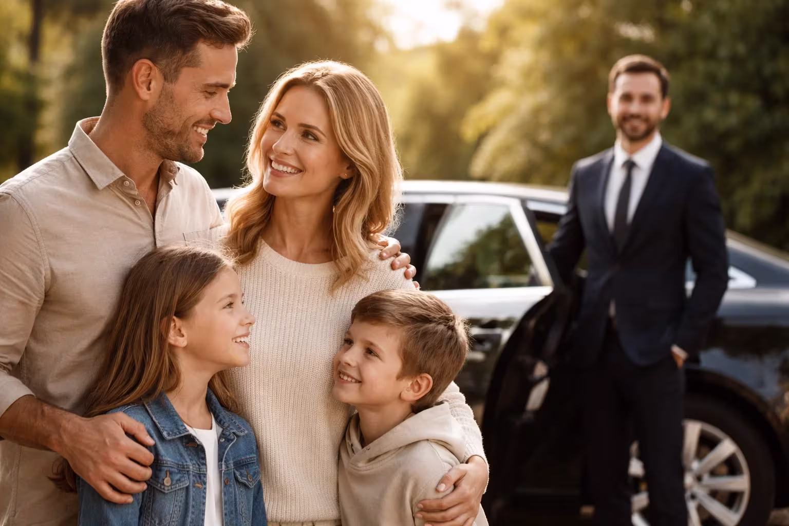 Route de campagne au coucher du soleil vue depuis une voiture - L'histoire de Lajoieway VTC familial